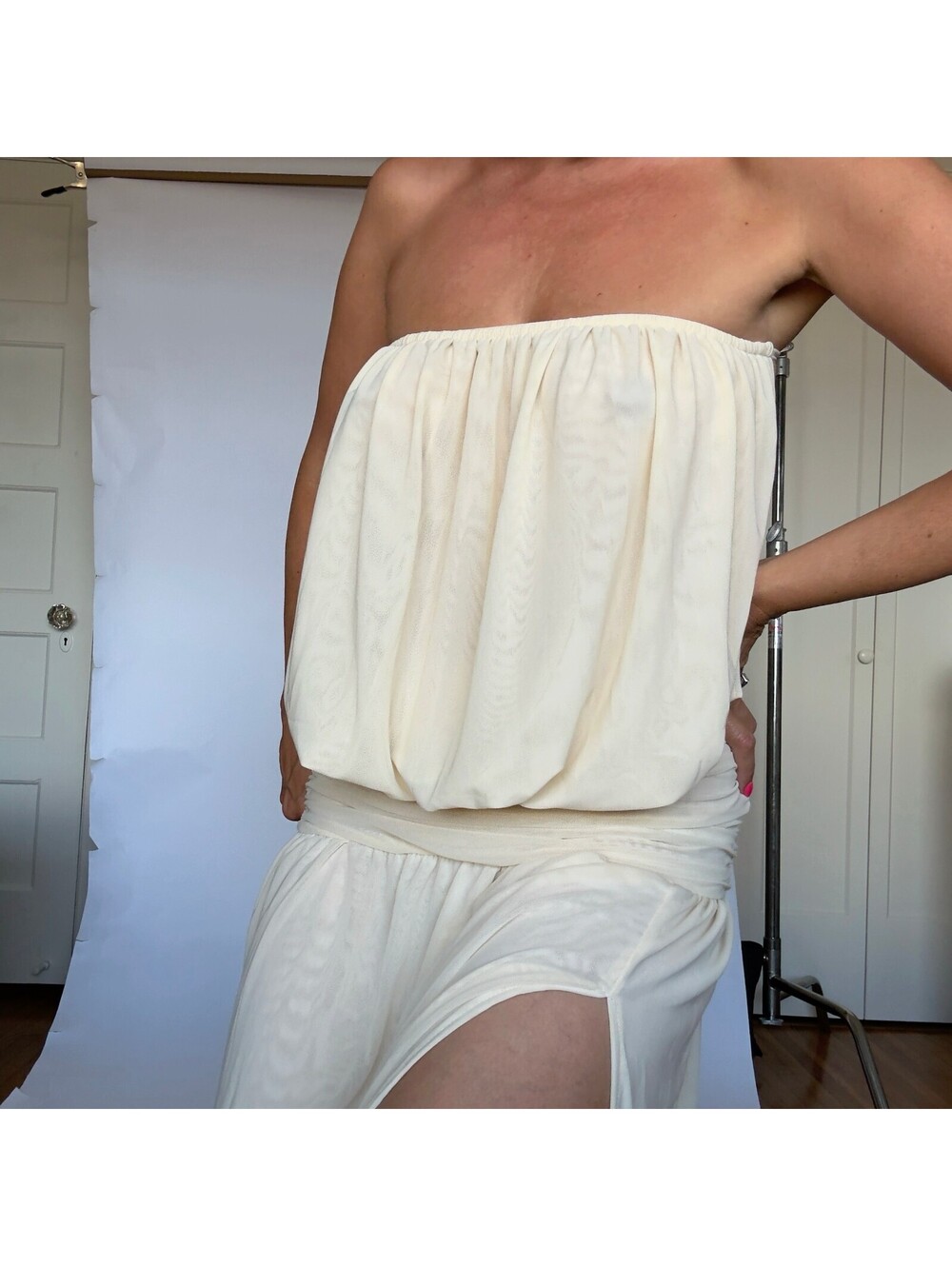 Cream Strapless Maxi Dress - Picture 5 of 7